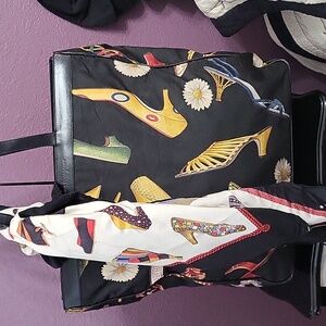 Salvatore Ferragamo Black Tote with Matching Scarf